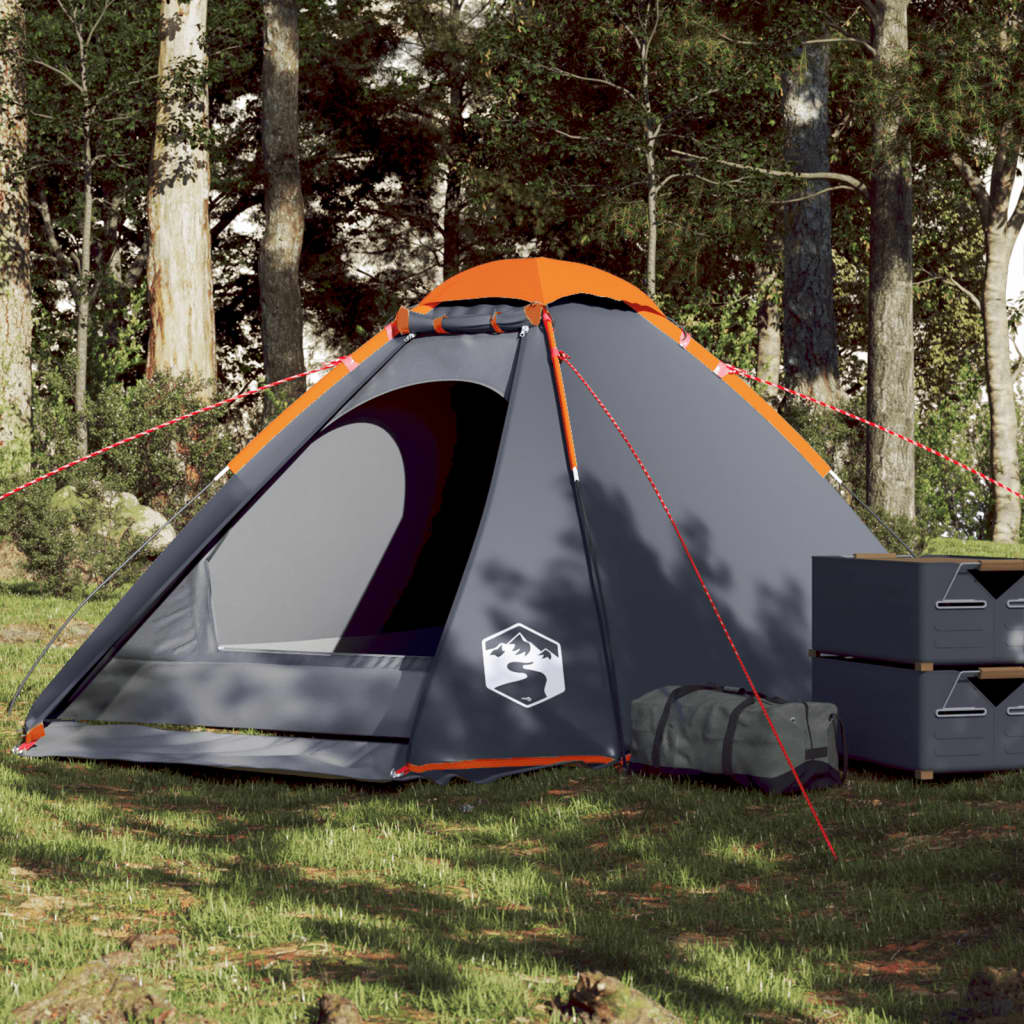 Tenda da Campeggio a Cupola 4 Persone Grigio e Arancione 94771