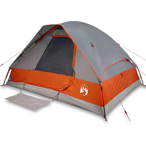 Tenda da Campeggio a Cupola 4 Persone Grigio e Arancione 94779