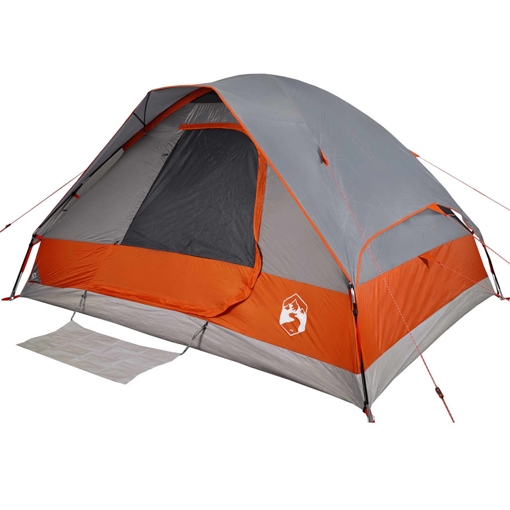 Tenda da Campeggio a Cupola 4 Persone Grigio e Arancione 94779