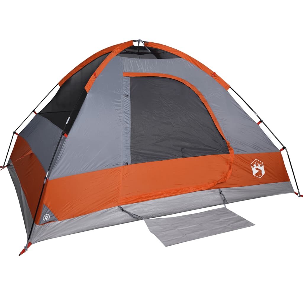 Tenda da Campeggio a Cupola 4 Persone Grigio e Arancione 94779