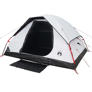 Tenda Campeggio a Cupola 4 Persone Bianca Tessuto Impermeabile 94780