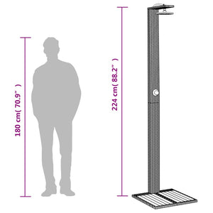 Doccia da Esterno Nera 50x55x224cm in Polyrattan e Legno Acacia 368206