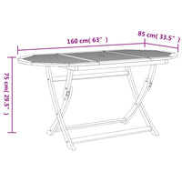 Tavolo da Giardino Pieghevole 160x85x75cm Legno Massello Acacia 365746