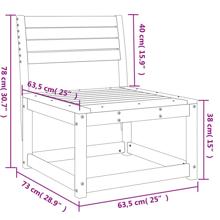 Divano Senza Braccioli Giardino Bianco 63,5x73x78 Massello Pino 844670