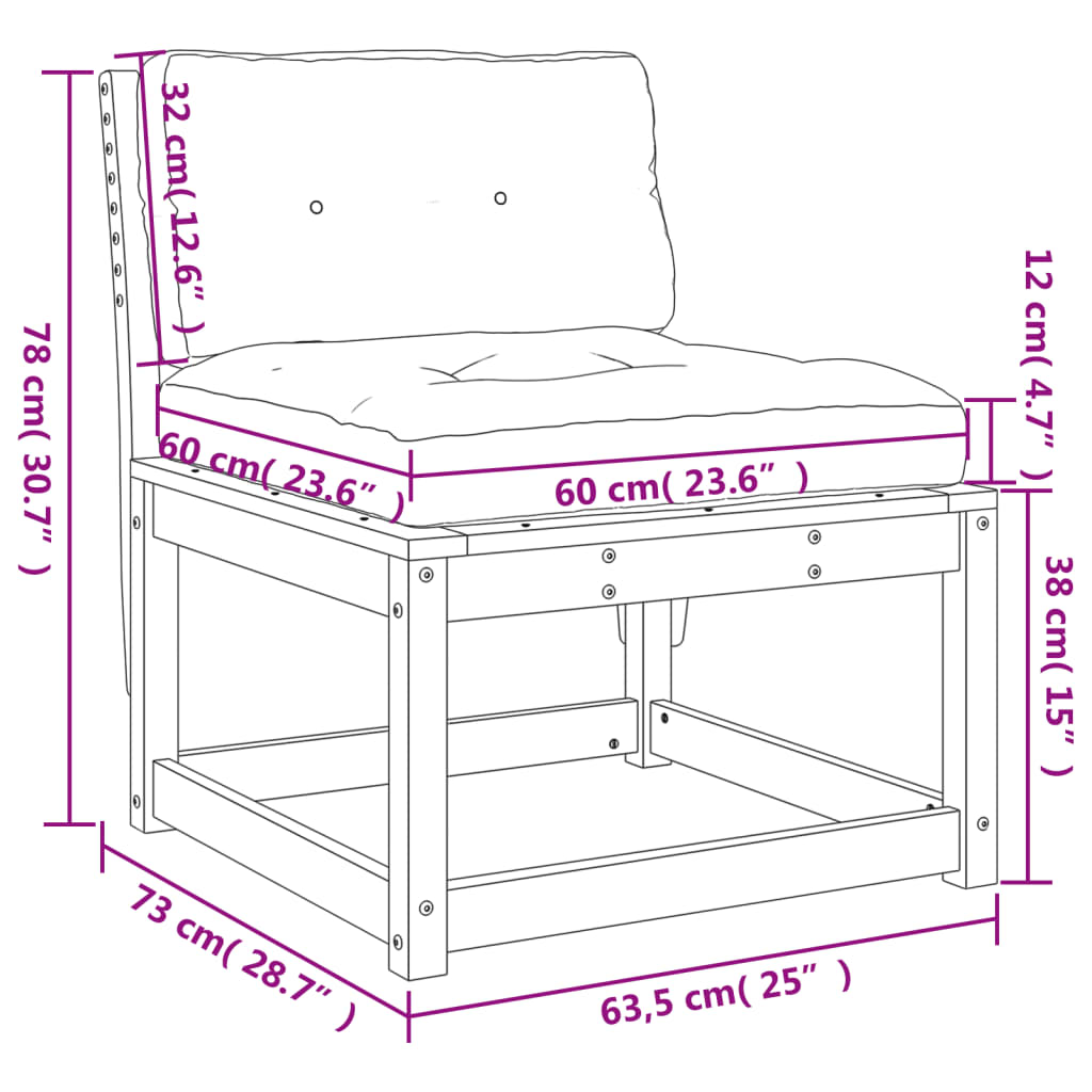 Divano da Giardino con Cuscini Legno Massello Douglas 844692