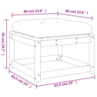 Poggiapiedi da Giardino con Cuscino Legno Massello Pino Bianco 844700