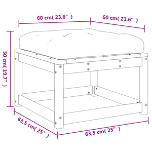 Poggiapiedi da Giardino con Cuscino Legno Massello Pino Bianco 844700