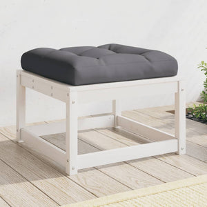 Poggiapiedi da Giardino con Cuscino Legno Massello Pino Bianco 844700