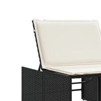 Lettini Prendisole 2 pz con Tavolino Nero in Polyrattan 368422