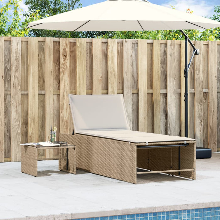 Lettini Prendisole 2 pz con Tavolino Beige in Polyrattan 368426