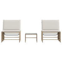 Lettini Prendisole 2 pz con Tavolino Beige in Polyrattan 368426