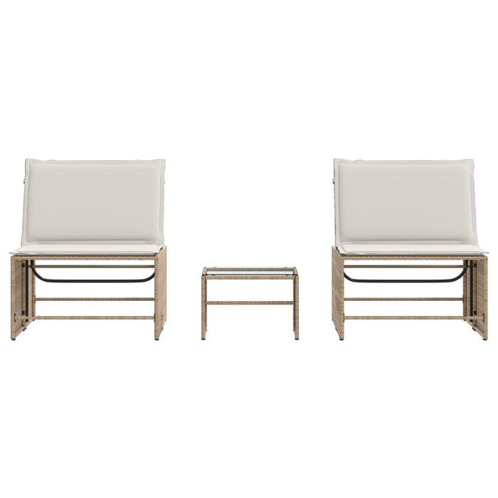 Lettini Prendisole 2 pz con Tavolino Beige in Polyrattan 368426