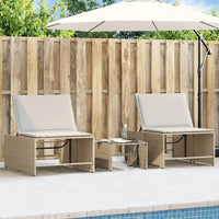 Lettini Prendisole 2 pz con Tavolino Beige in Polyrattan 368426