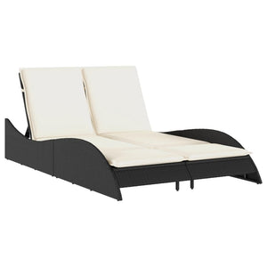 Lettino Prendisole con Cuscini Nero 114x205x73 cm in Polyrattan 368287