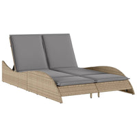 Lettino Prendisole con Cuscini Beige 114x205x73 cm Polyrattan 368290