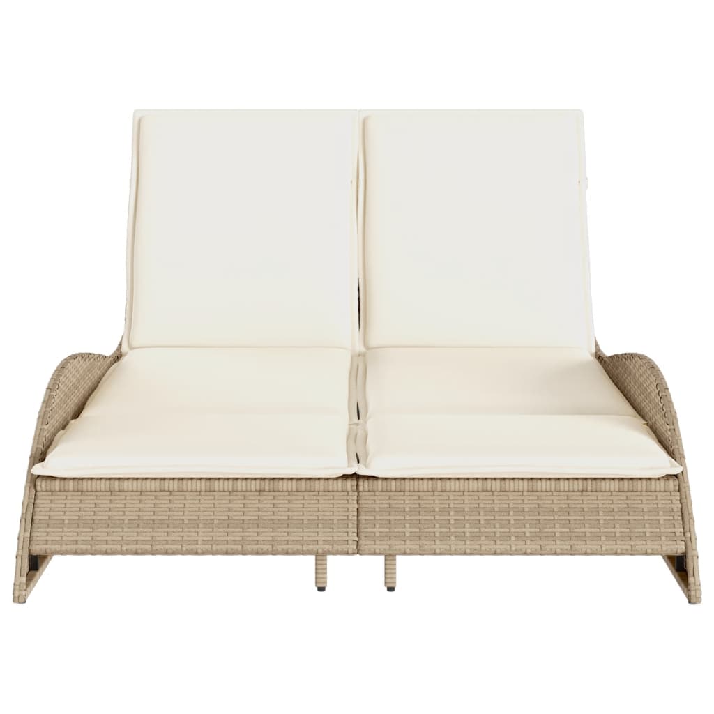 Lettino Prendisole con Cuscini Beige 114x205x73 cm Polyrattan 368291