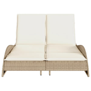 Lettino Prendisole con Cuscini Beige 114x205x73 cm Polyrattan 368291