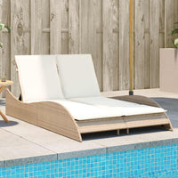 Lettino Prendisole con Cuscini Beige 114x205x73 cm Polyrattan 368291