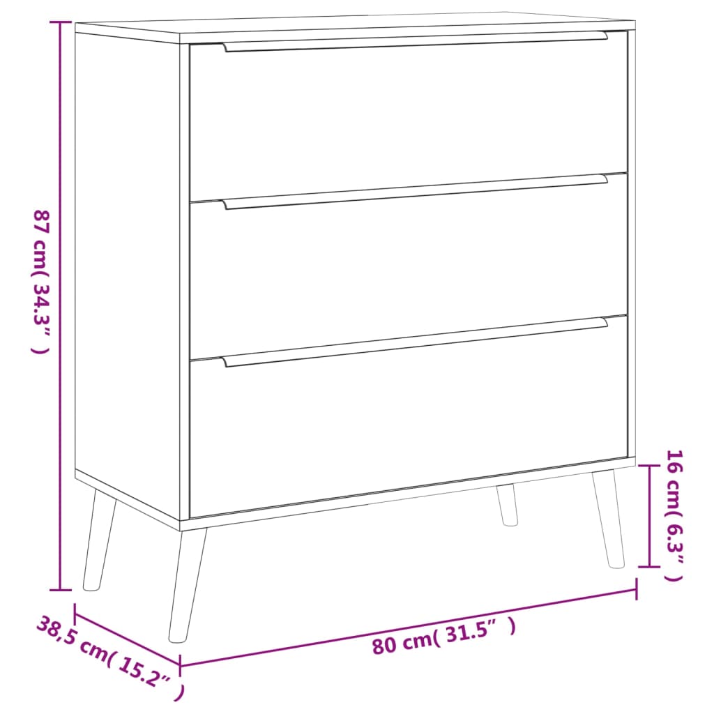 Cassettiera Rovere Sonoma 80x38,5x87 cm in Legno Multistrato 377414