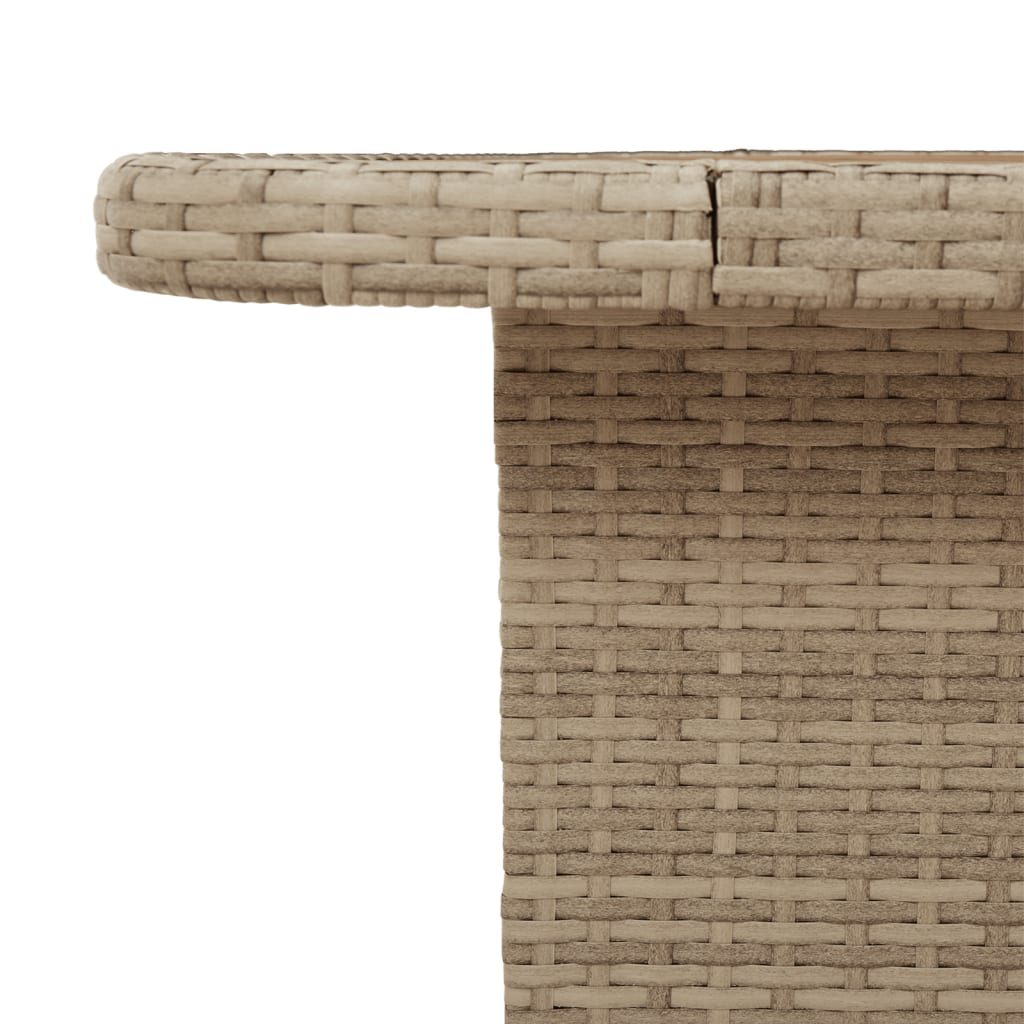 Tavolo da Giardino Beige 110x110x71cm Polyrattan e Legno Acacia 368274