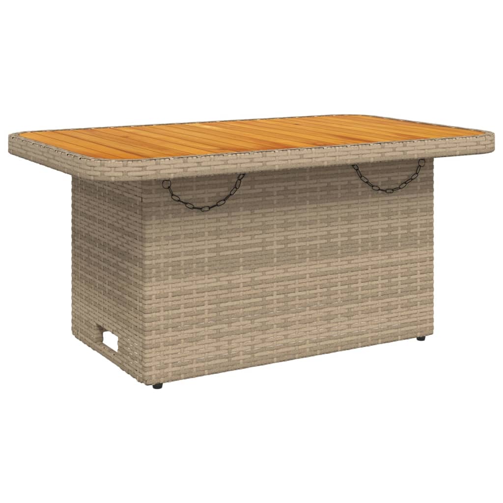 Tavolo da Giardino Beige 90x55x71cm Polyrattan e Legno Acacia 368277