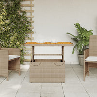 Tavolo da Giardino Beige 90x55x71cm Polyrattan e Legno Acacia 368277