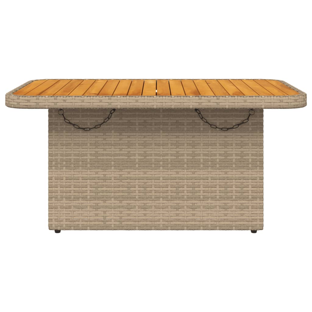 Tavolo da Giardino Beige 90x55x71cm Polyrattan e Legno Acacia 368277