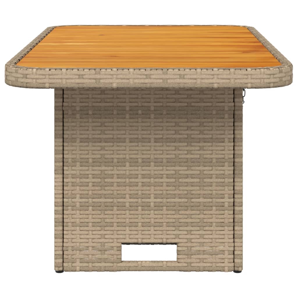 Tavolo da Giardino Beige 90x55x71cm Polyrattan e Legno Acacia 368277