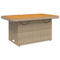 Tavolo da Giardino Beige 90x55x71cm Polyrattan e Legno Acacia 368277