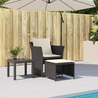 Poltrona da Giardino con Poggiapiedi in Polyrattan Nero 368616