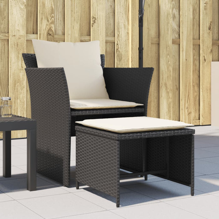 Poltrona da Giardino con Poggiapiedi in Polyrattan Nero 368616