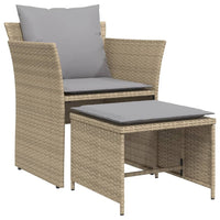 Sedia da Giardino con Poggiapiedi in Polyrattan Beige 368619