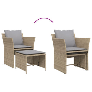 Sedia da Giardino con Poggiapiedi in Polyrattan Beige 368619