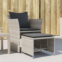 Sedia da Giardino con Poggiapiedi in Polyrattan Grigio Chiaro 368621