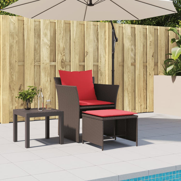 Sedia da Giardino con Poggiapiedi in Polyrattan Marrone 368622