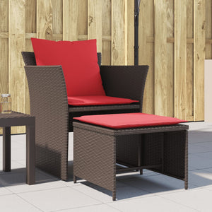 Sedia da Giardino con Poggiapiedi in Polyrattan Marrone 368622