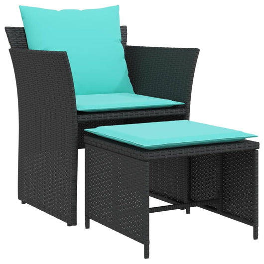 Poltrona da Giardino con Poggiapiedi in Polyrattan Nero 368624