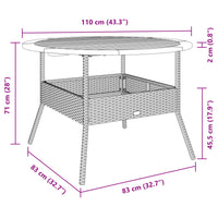 Tavolo Giardino Piano Legno Acacia Grigio Ø110x71 cm Polyrattan 368626