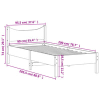 Giroletto Bianco 90x200 cm in Legno Massello di Pino 844738