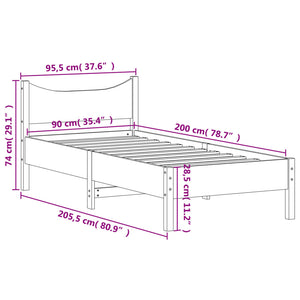 Giroletto Bianco 90x200 cm in Legno Massello di Pino 844738