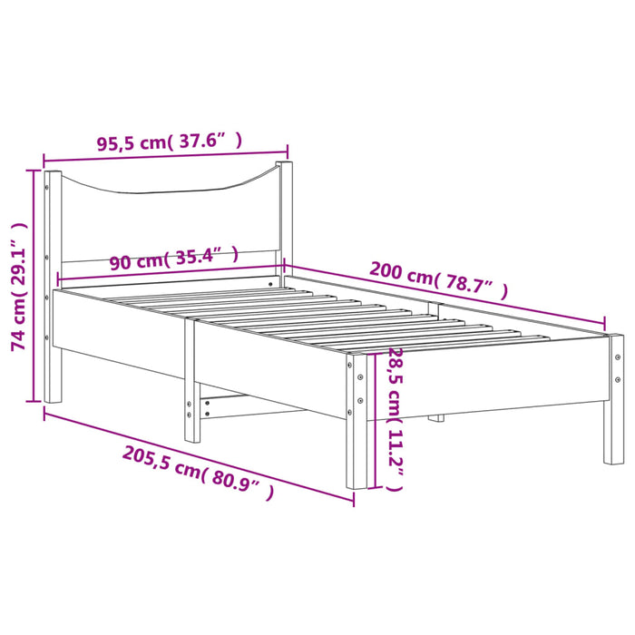 Giroletto Bianco 90x200 cm in Legno Massello di Pino 844738