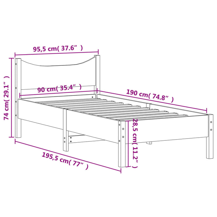 Giroletto Marrone Cera 90x190 cm in Legno Massello di Pino 844756