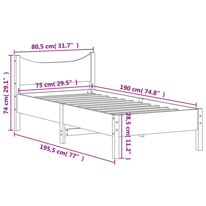 Giroletto 75x190 cm in Legno Massello di Pino 844757