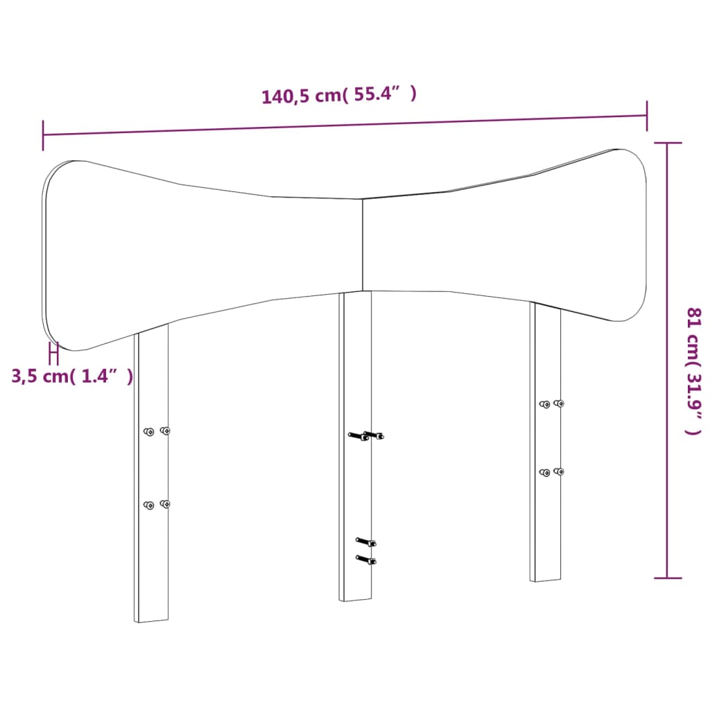 Testiera 135 cm in Legno Massello di Pino 844781