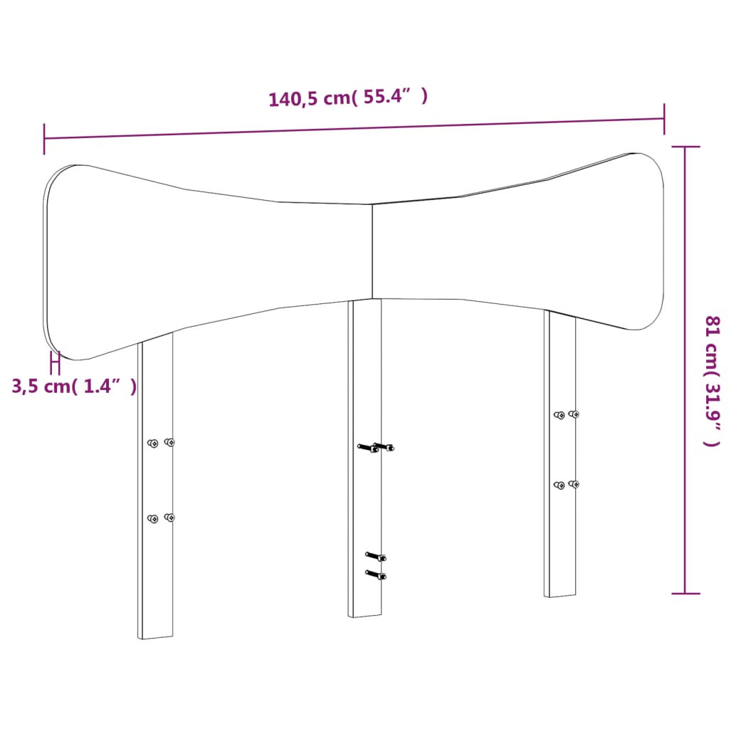 Testiera Bianca 135 cm in Legno Massello di Pino 844782