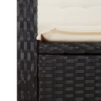 Panca Reclinabile da Giardino con Cuscini Nera in Polyrattan 368215