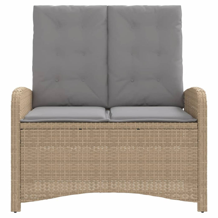 Panca Reclinabile da Giardino con Cuscini Beige in Polyrattan 368220