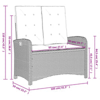 Panca Reclinabile da Giardino con Cuscini Beige in Polyrattan 368220