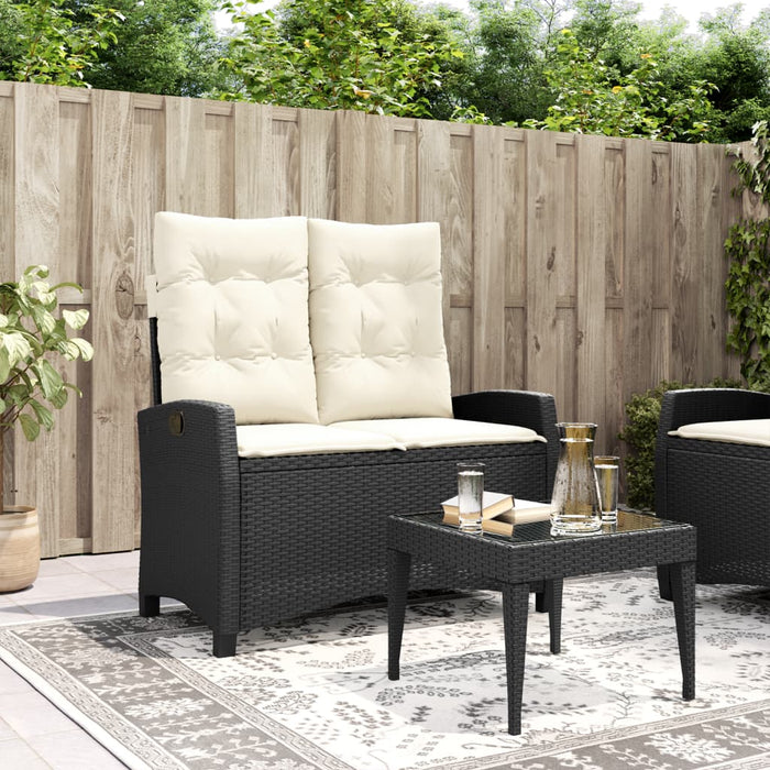 Panca Reclinabile da Giardino con Cuscini Nera in Polyrattancod mxl 87711