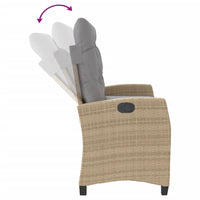 Panca Reclinabile da Giardino con Cuscini Beige in Polyrattan 368230